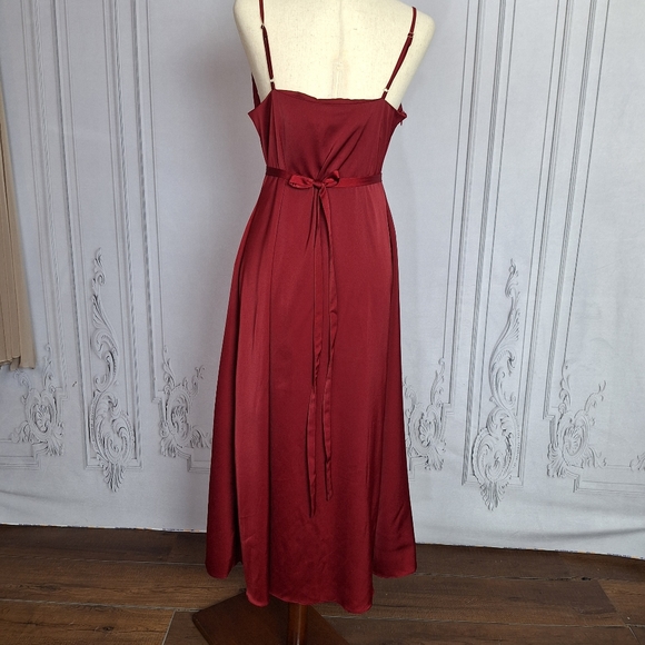 NWT Labera 100% Silk A-Line Cowl Neck Dress Burgundy Sz L with Belt - Picture 3 of 13